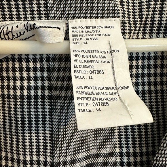 Vintage Kathy Lee Houndstooth 90’s V Neck Sheath Tunic Dress Working Girl Sz 14 - Picture 5 of 9